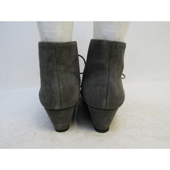 NINE WEST Womens Size 9 M Gray Leather Lace Up Wedge Ankle Fashion Boots Booties - Picture 7 of 11